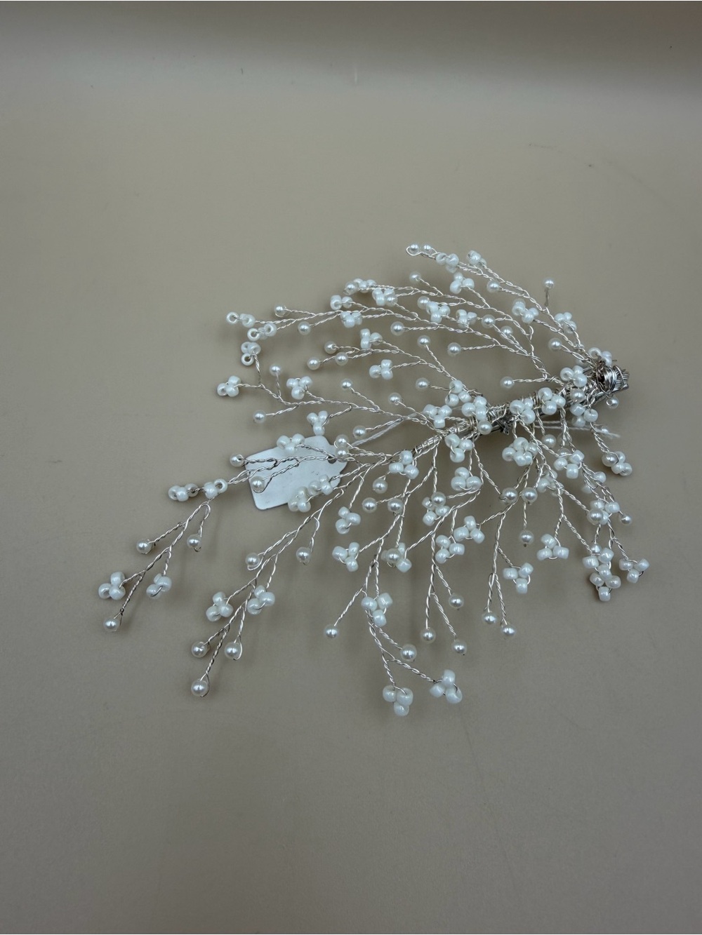 White Pearl Beaded Bridal Wedding Hair Clip